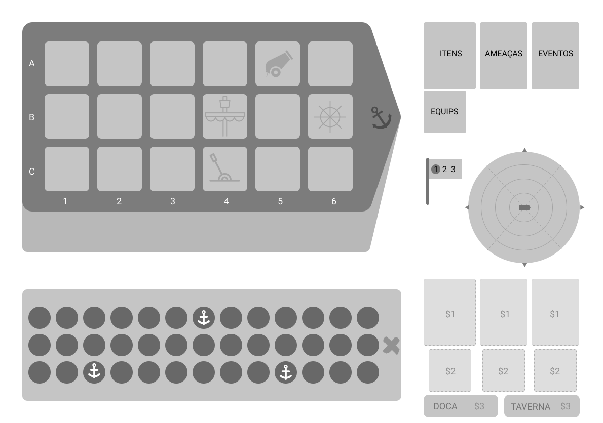 Wireframe de uma das versões do tabuleiro do jogo Sailor Rush