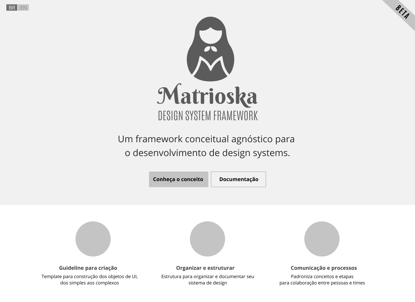 Imagem do wireframe para o site da documentação do Matrioska