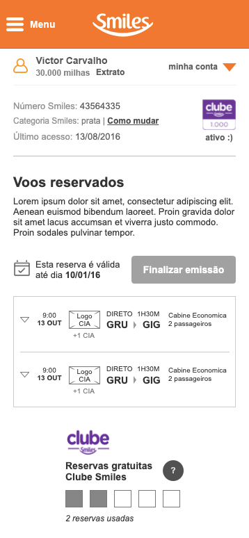 Imagem do wireframe mobile da área administrativa do usuário